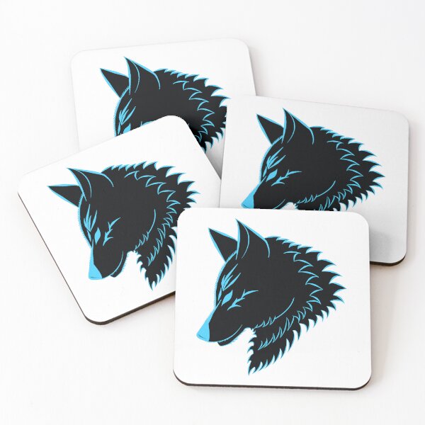 Artikelvorschau, blauer Wolfskopf entworfen und verkauft von ErMa-Designs.