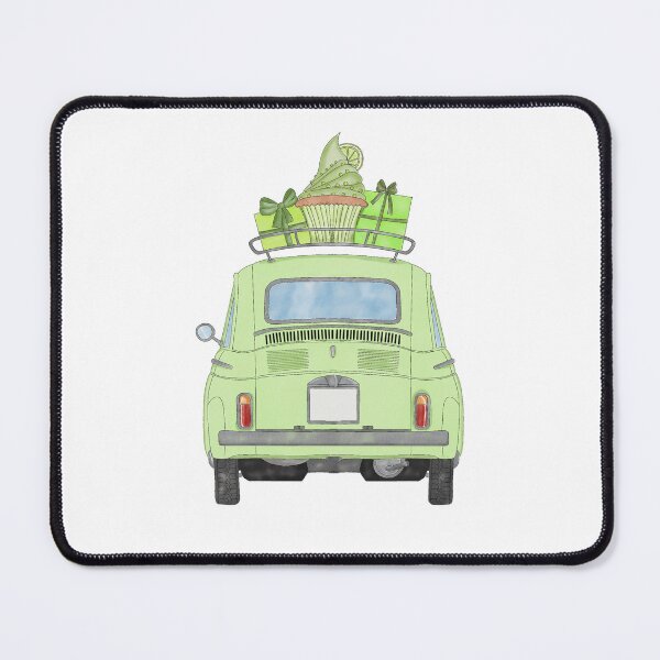 Item preview, Green Retro Fiat 500 with birthday gifts and cupcake designed and sold by portosabbia.