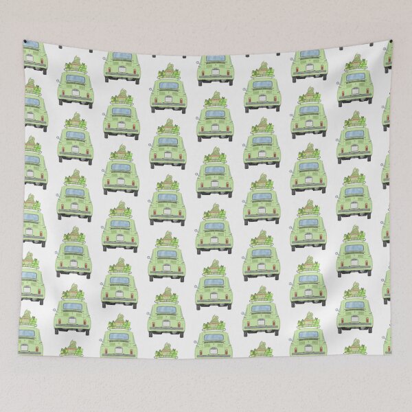 Item preview, Green Retro Fiat 500 with birthday gifts and cupcake designed and sold by portosabbia.