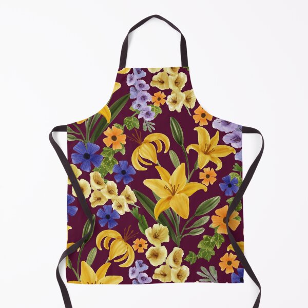 Item preview, Floral with Yellow Lily, Gladiolus, Ivy adnd Thunbergia Flowers, Burgundy Background designed and sold by Carlo-Atzei.