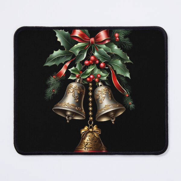 Item preview, Christmas Bells with Holly and Berries designed and sold by TrendiKloset.