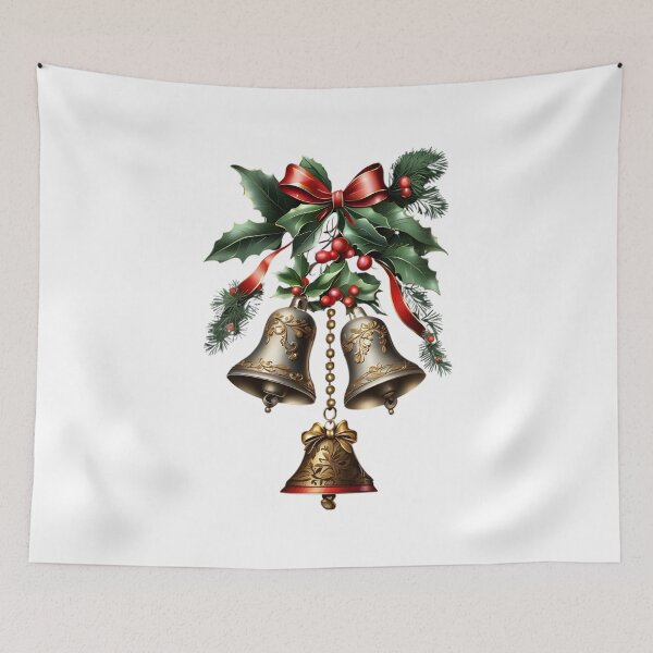 Item preview, Christmas Bells with Holly and Berries designed and sold by TrendiKloset.