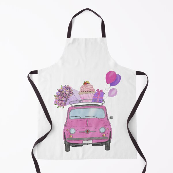 Item preview, Pink Retro Fiat 500 with birthday gifts, flowers  and balloons designed and sold by portosabbia.