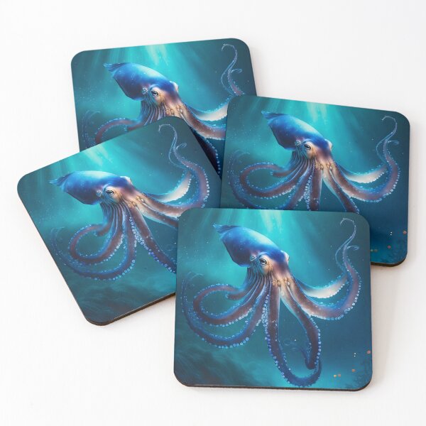 Item preview, Ocean glowing octopus portrait designed and sold by emaotx.