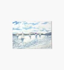 sailboats sailing seascape beach watercolour painting art print Art Board Print