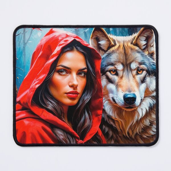 Artikelvorschau, Ein kleines Rotkäppchen und ein Wolf – KI-Gemälde entworfen und verkauft von al-mi-ko.