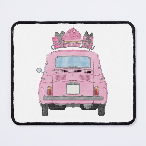 Item preview, Pink Retro Fiat 500 with birthday gifts and cupcake designed and sold by portosabbia.