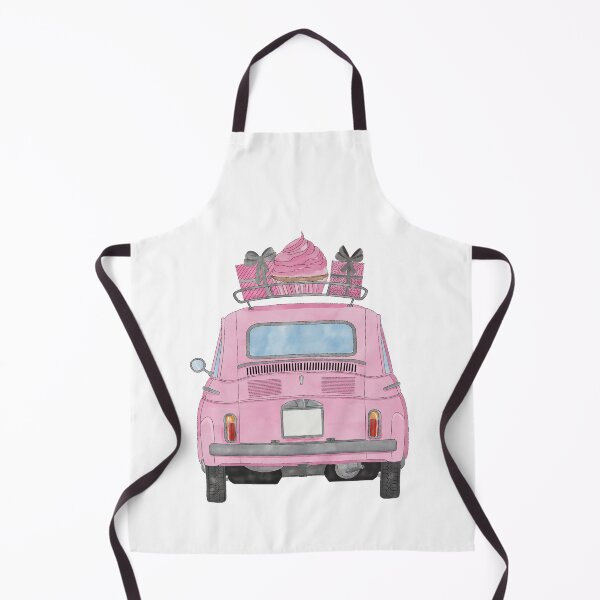 Item preview, Pink Retro Fiat 500 with birthday gifts and cupcake designed and sold by portosabbia.
