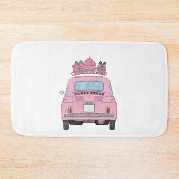 Item preview, Pink Retro Fiat 500 with birthday gifts and cupcake designed and sold by portosabbia.