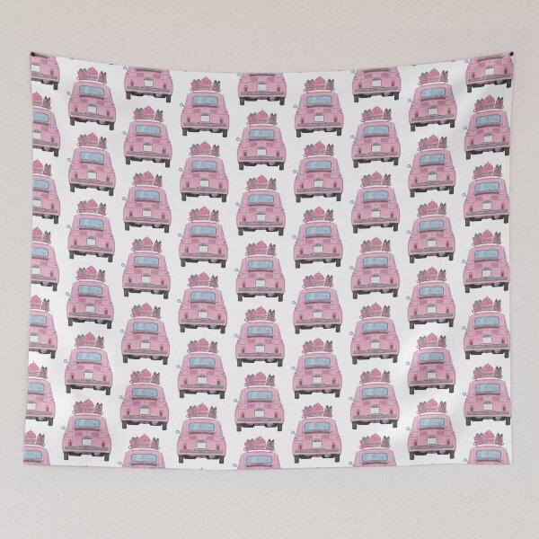 Item preview, Pink Retro Fiat 500 with birthday gifts and cupcake designed and sold by portosabbia.