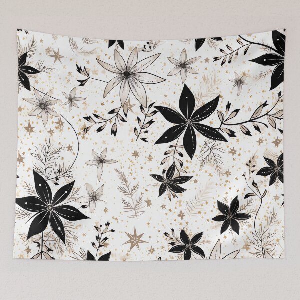 Item preview, Black Ochra Lily Flowers Pattern designed and sold by GrinGalore.