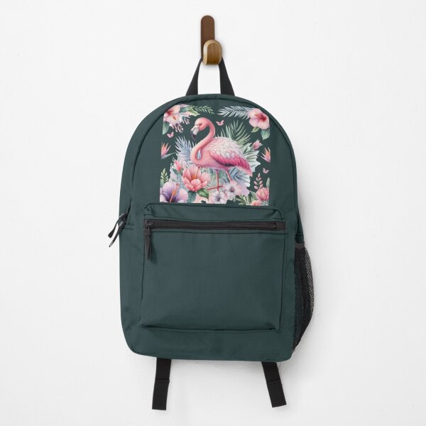 Item preview, Cute Flamingo watercolor pink Paradise with hibiscus flowers, protea flowers and palm leaves designed and sold by Cuteanimecorner.