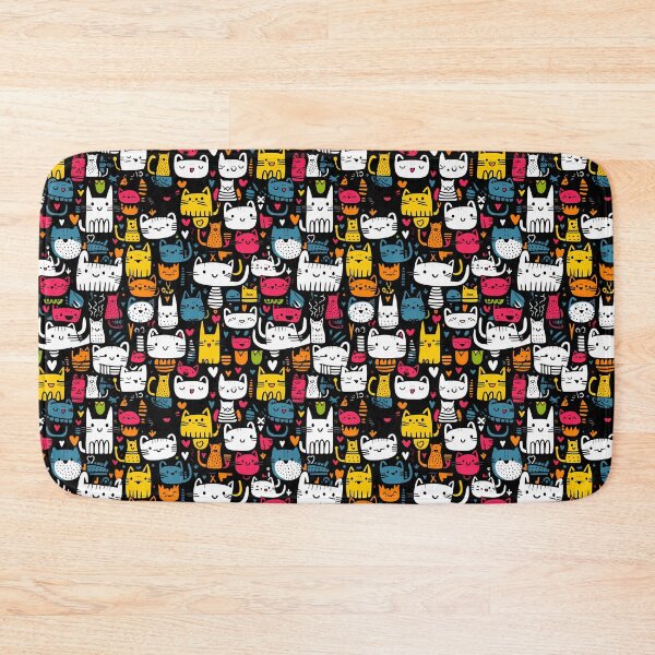 Item preview, Kitty Joke Colorful Cats on a Black Background designed and sold by HisoTorDesign.