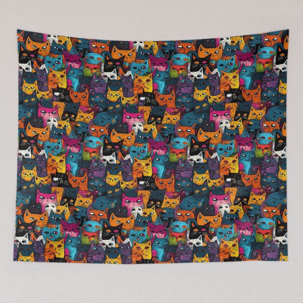 Item preview, Kitty Joke Calico Cats in Harmony designed and sold by HisoTorDesign.
