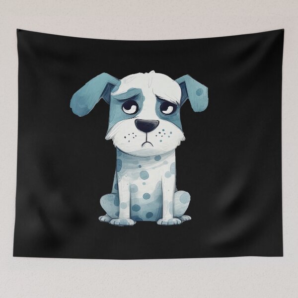 Item preview, Sweet dog with blue ears - eye-catcher designed and sold by WallGemsArt.