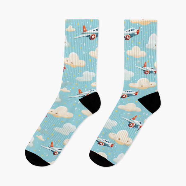 Item preview, Airplane in seamless pattern and clear sky. designed and sold by Whiteblueshop.