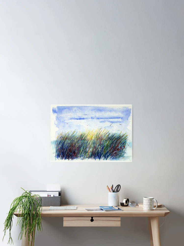 Thumbnail 2 of 3, Poster, Sunset Reeds - Watercolour designed and sold by Paul Gilbert.