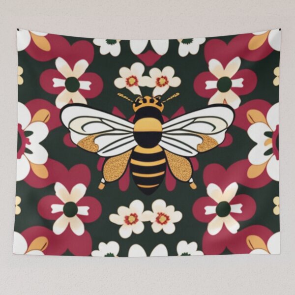 Item preview, Dark colored floral bee design  designed and sold by Roxburylane.