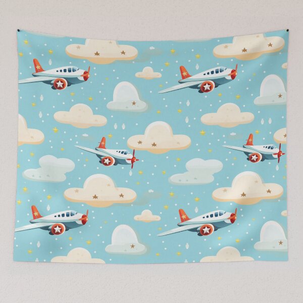 Item preview, Airplane in seamless pattern and clear sky. designed and sold by Whiteblueshop.