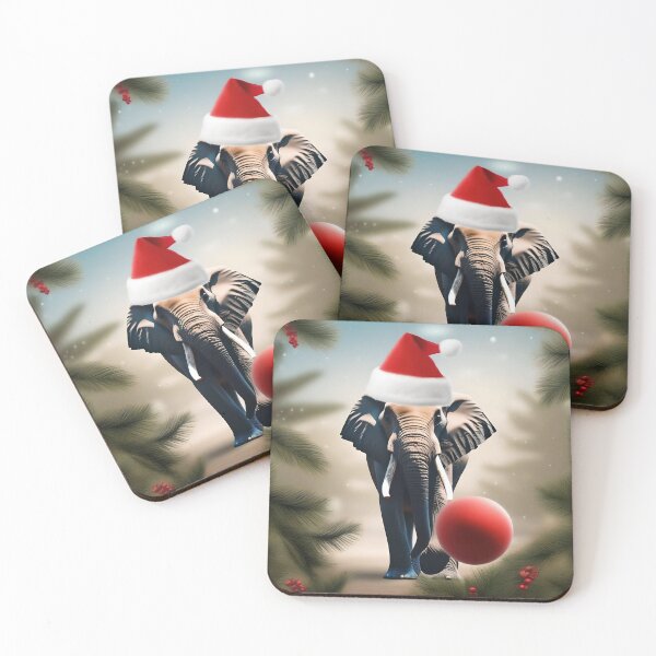 Item preview, CHRISTMAS ELEPHANT WITH RED SPORTBALL designed and sold by PIGCASSOSAIART.