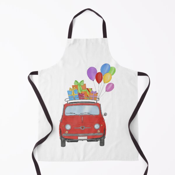 Item preview, Red Retro Fiat 500 with birthday gifts and balloons designed and sold by portosabbia.