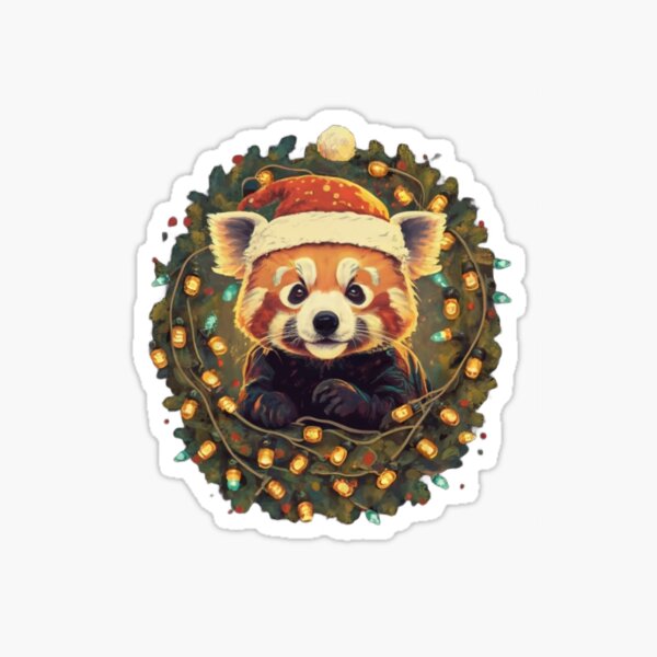 Item preview, Red Panda In A Santa Claus Hat  Christmas Lights  designed and sold by Krieghorn.