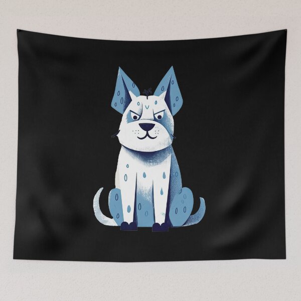 Item preview, Grumpy dog with blue ears designed and sold by WallGemsArt.
