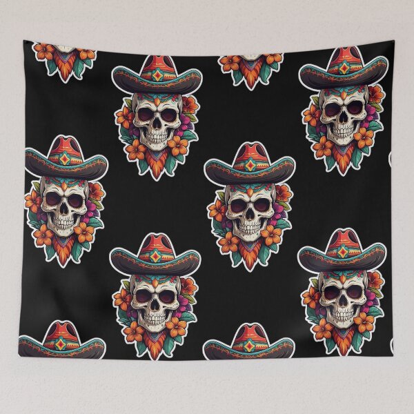Item preview, Mexican skull with hat. designed and sold by Rafael Vilemberg.