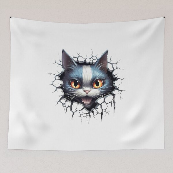 Item preview, Angry Cat in Hole: Expressive Feline Fury in a Unique Setting designed and sold by hamishby.