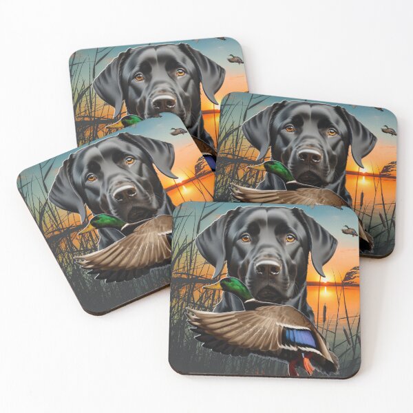 Item preview, Black Labrador Retreiver and Flying Mallard Sunrise Duck Hunt Design designed and sold by LifeCrush.
