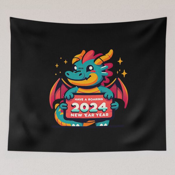 Item preview, Cheerful Dragon Welcoming New Year 2024 designed and sold by MAPDDesigns.