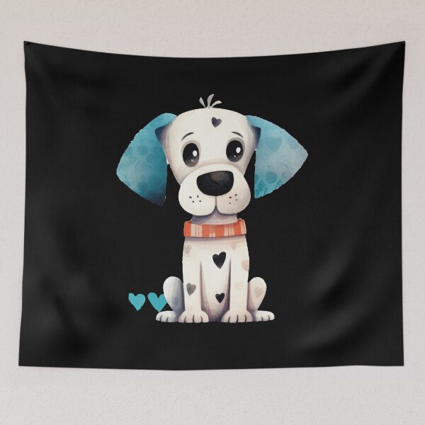 Item preview, Charming dog with blue floppy ears designed and sold by WallGemsArt.