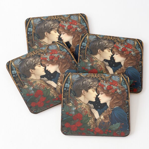 Item preview, A Christmas Kiss - Art Nouveau Style designed and sold by ArtNouveauChic.