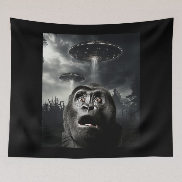 Item preview, Monkey Selfie with UFOs designed and sold by Master-Print.