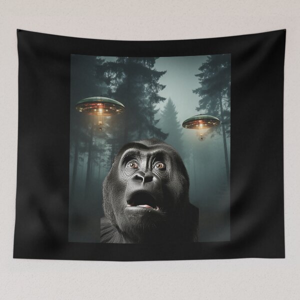 Item preview, Monkey Selfie with UFOs designed and sold by Master-Print.