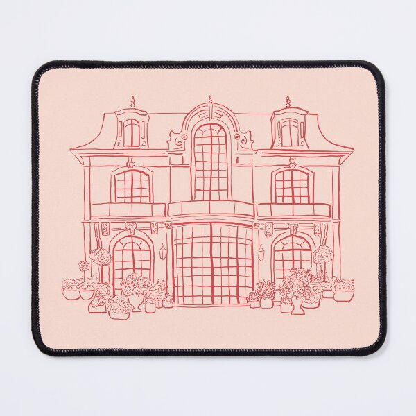 Item preview, Illustration of elegant mansion in red lines designed and sold by AlarconStudio.