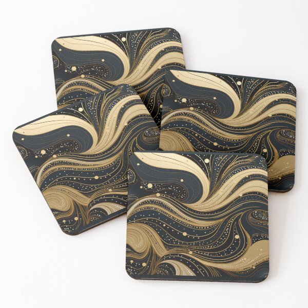 Aperçu de l'œuvre Courbes Dorées sur Vagues Nocturnes créée et vendue par Clock-Designer.