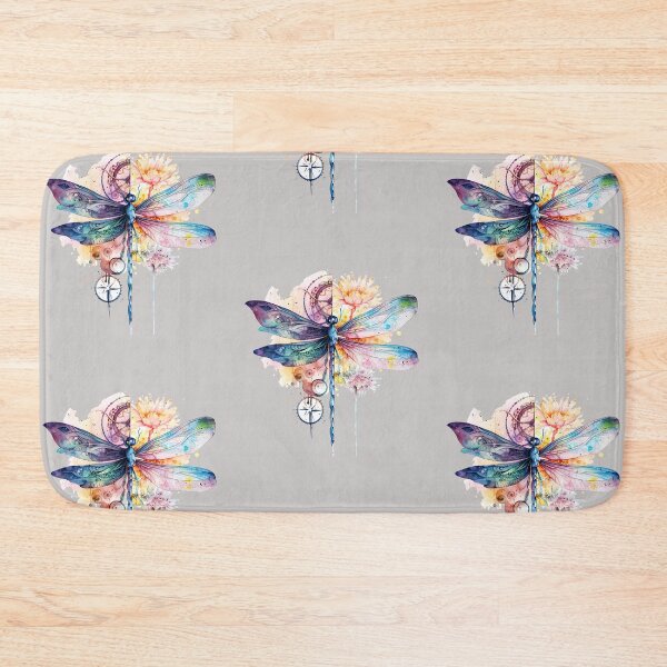 Item preview, Watercolor Dragonfly half Dragonfly Colorful Wings Clock Flowers. designed and sold by ProDesignByMK.