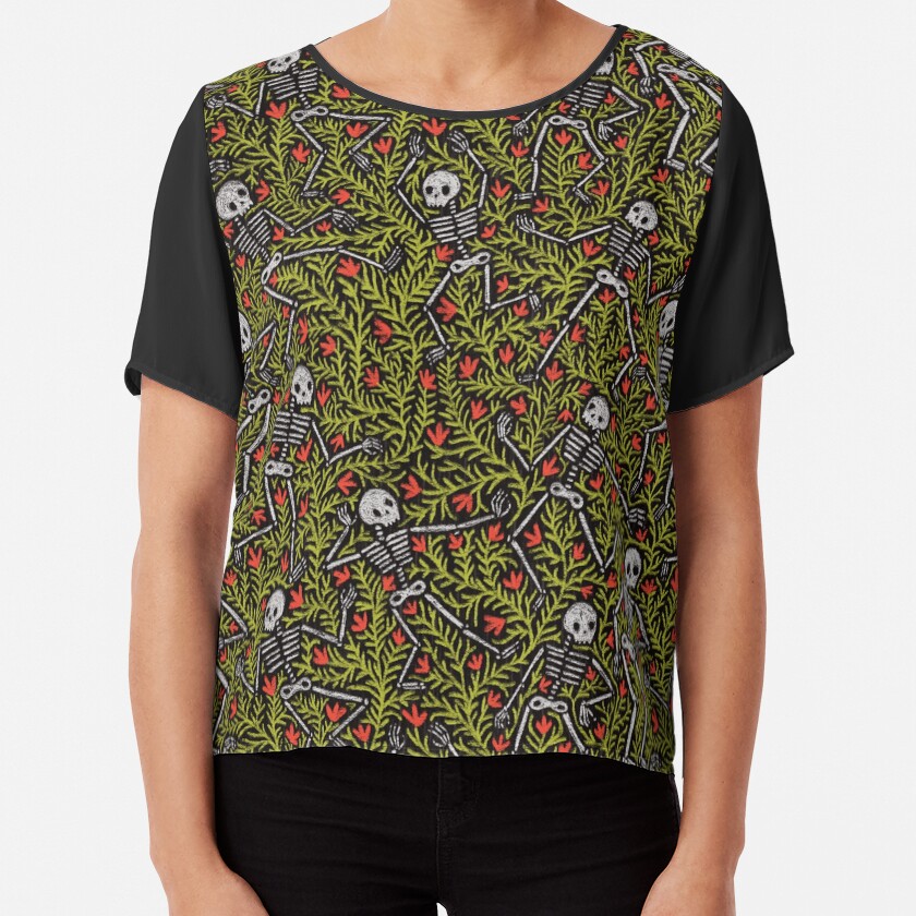 Dancing Skeletons Pattern Chiffon Top