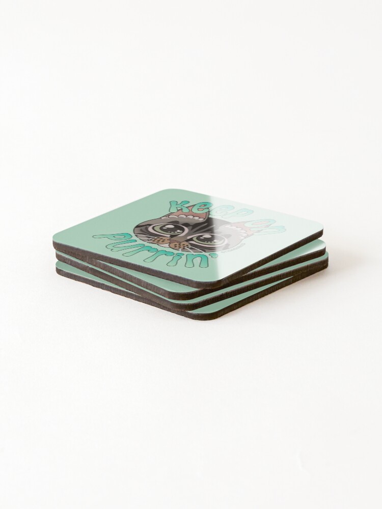 Thumbnail 4 of 5, Coasters (Set of 4), Keep on Purrin Ricky Wobbles designed and sold by RickyWobbles.
