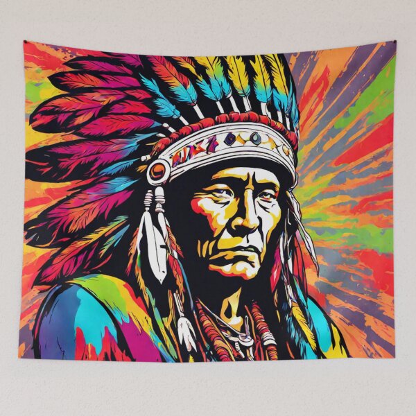 Item preview, Colorful Native American Indian Chief designed and sold by TheDarkWardrobe.