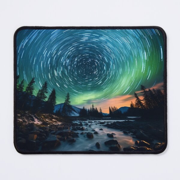 Item preview, Trees and river landscape at night with starry sky - Landscape photography designed and sold by TheArtistOf2022.