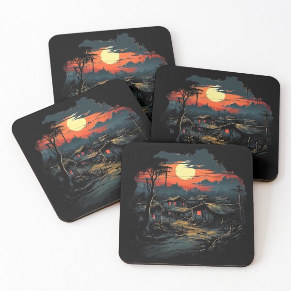 Item preview, dark village at dusk designed and sold by artyficial-.