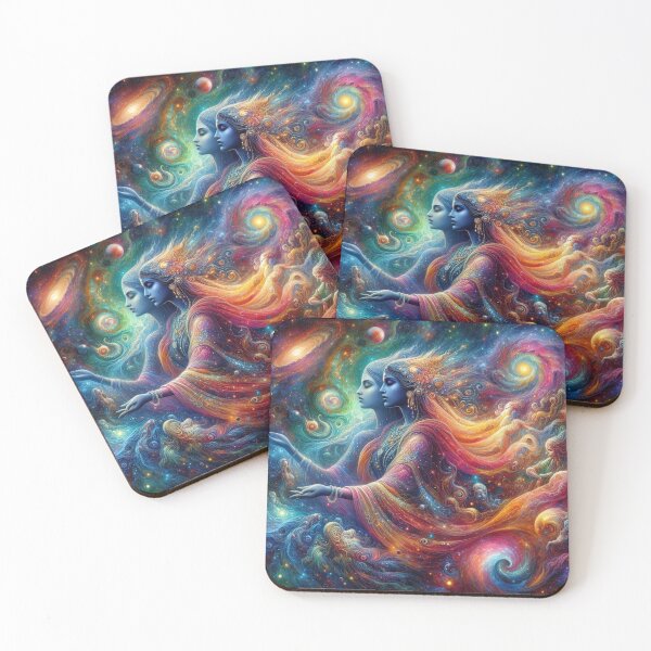 Item preview, Galaxy with vibrant colors and cosmic elements with mystical beings designed and sold by liakook15.