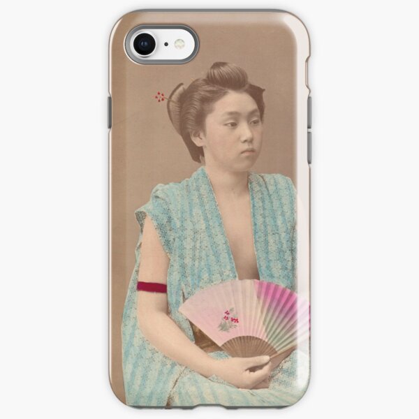 Japanese girl with fan iPhone Tough Case
