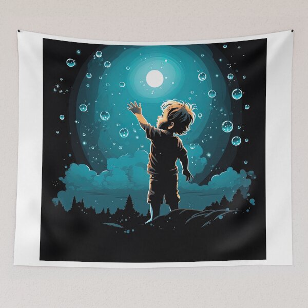 Item preview, young kid trying to catch bubbles in the air designed and sold by artyficial-.
