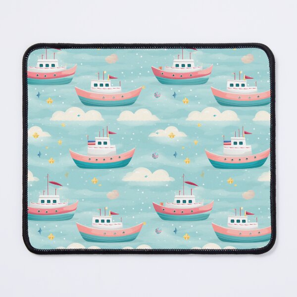 Item preview, Pastel boat in seamless pattern on clear sky. designed and sold by Whiteblueshop.