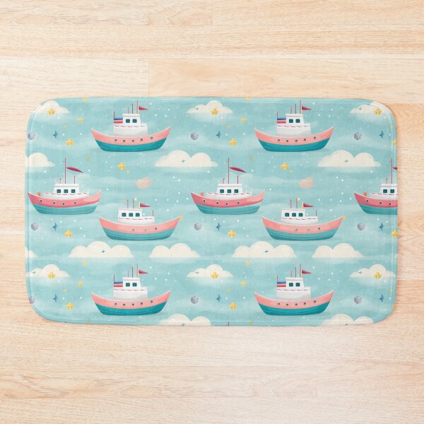 Item preview, Pastel boat in seamless pattern on clear sky. designed and sold by Whiteblueshop.