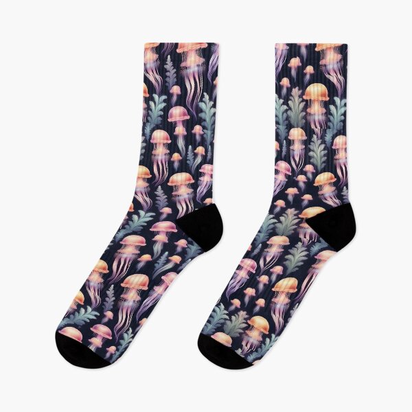 Item preview, Dreamy Shiny Jellyfish in Deep Botanicals Ocean  designed and sold by PreettyPrints.