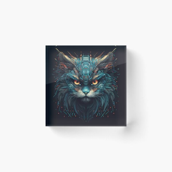 Item preview, “Zoomorphic Fusion: Cybernetic Cat & Owl” designed and sold by Art-Vortex-fr.